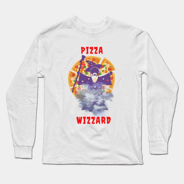 Pizza wizzard magic spell Long Sleeve T-Shirt by Rubi16